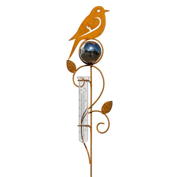 Gartenstecker Edelrost - Regenmesser Vogel